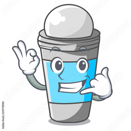 Call me roll on deodorant isolated with cartoon
