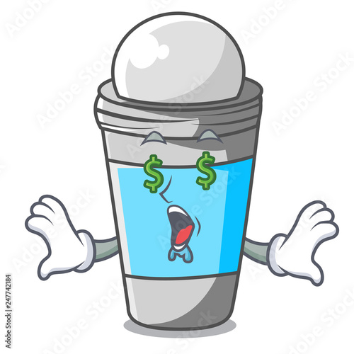 Money eye roll on deodorant isolated with cartoon