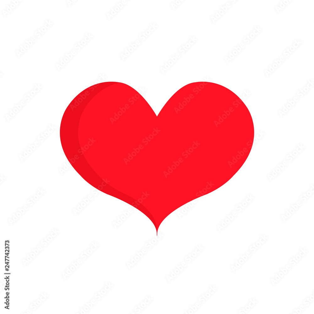 red heart design icon flat isolated on white background