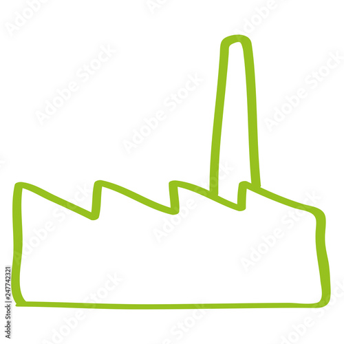 Handgezeichnete Fabrik in hellgrün