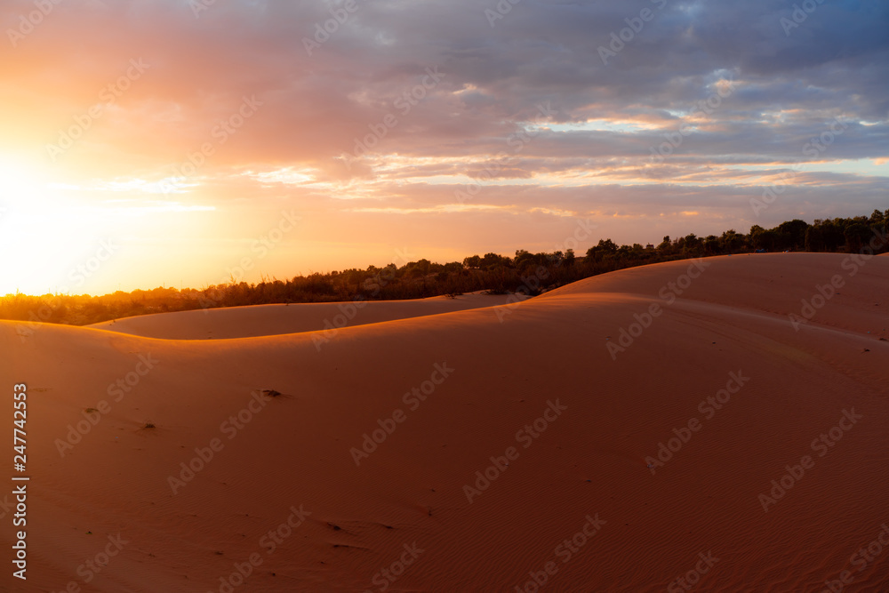 The red sand dunes in Mui ne, Vietnam is popular travel destination with long coastline