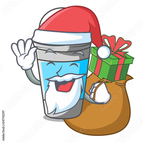 Santa with gift roll on deodorant isolated with cartoon