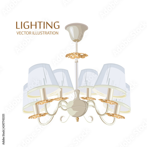 Rich Classic chandelier Vector watercolor. Luxury decor accessory designs