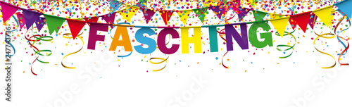 Fasching Banner mit Konfetti und Girlanden