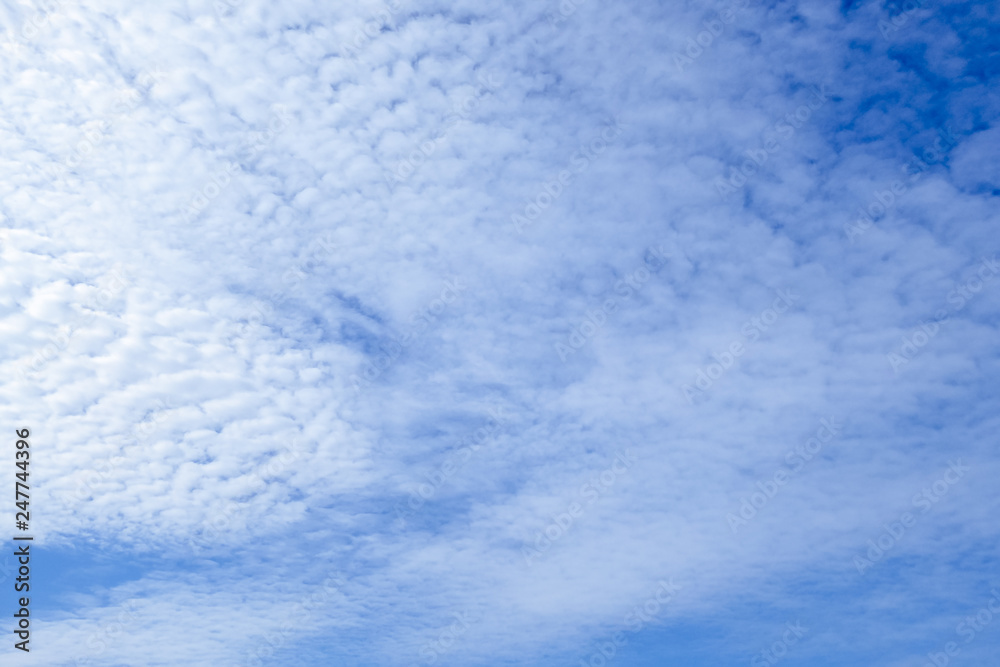 Background of Cirrocumulus white clouds in the blue sky.
