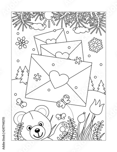 Valentine's Day coloring page for children or adults