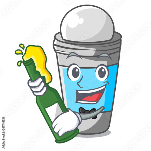 With beer roll on deodorant isolated with cartoon