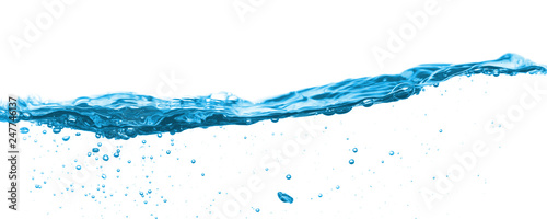 Blue water split line on white background