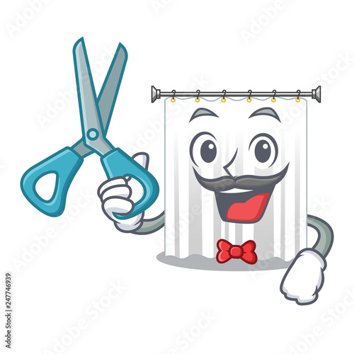 Barber shower cortains in shape of mascot