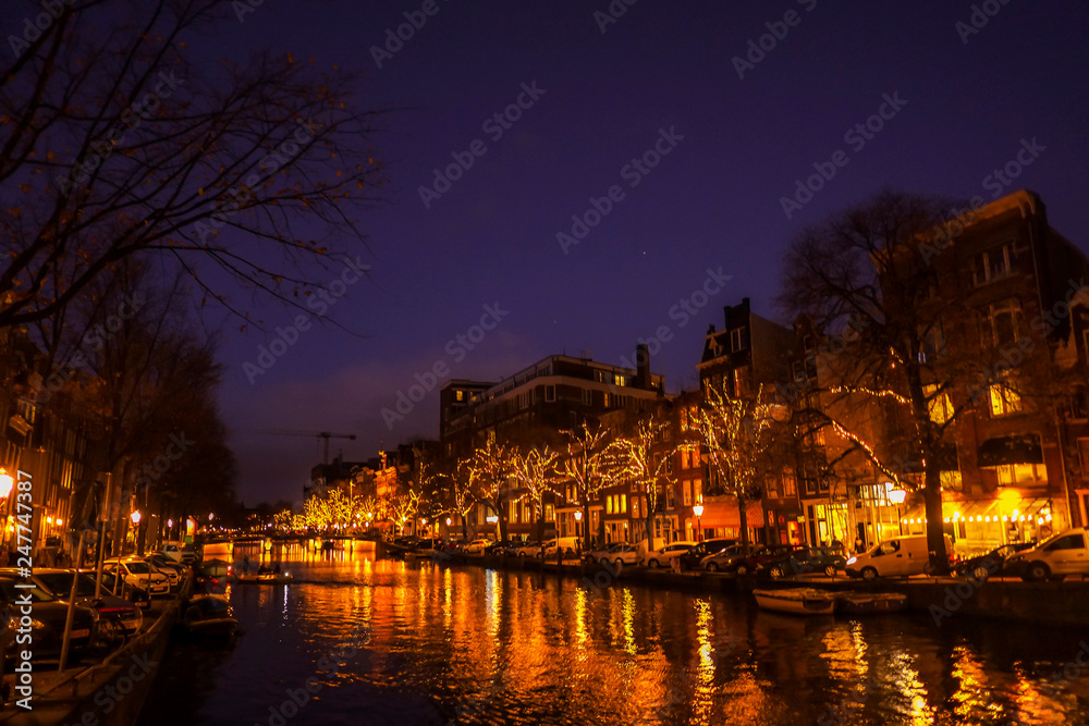 night view in amsterdam