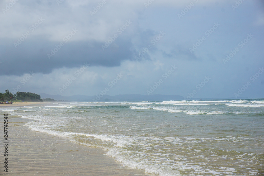 Empty beaches in the village of Arambol. Goa, India