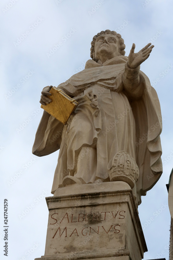 Albertus Magnus also known as Albert the Great and Albert of Cologne on the facade of Dominican Church in Vienna, Austria 