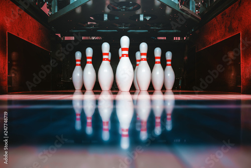 bowling pins and balls