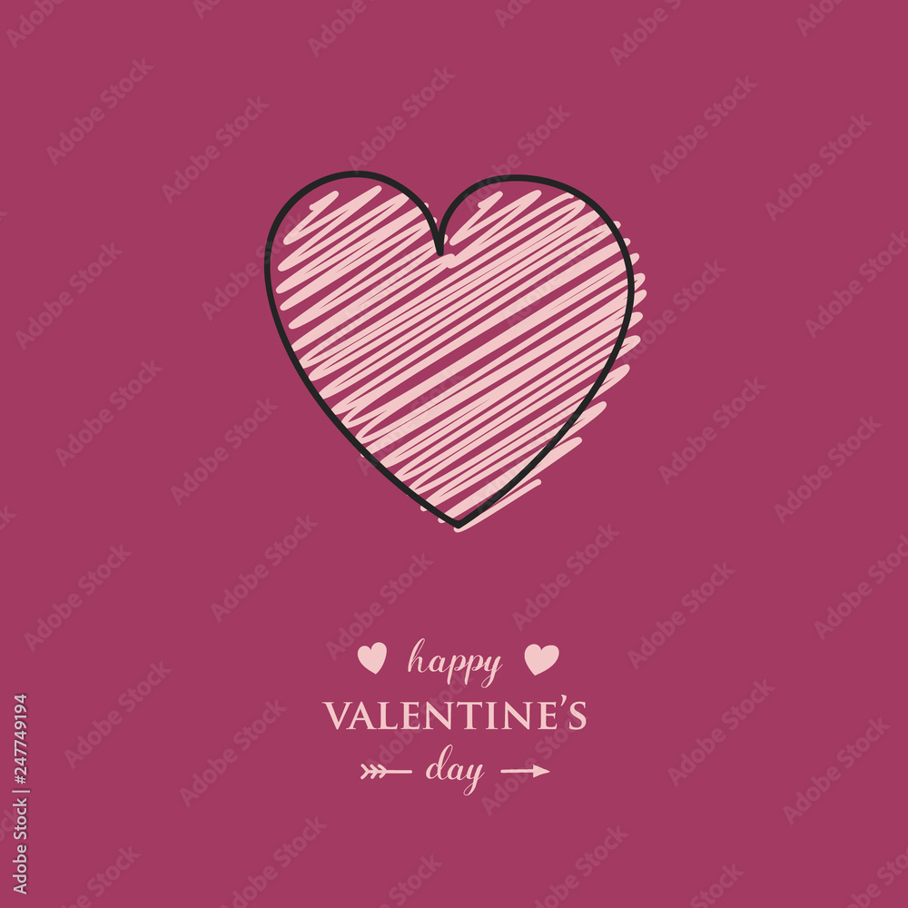 Concept of a greeting card with heart for Valentine's Day. Vector