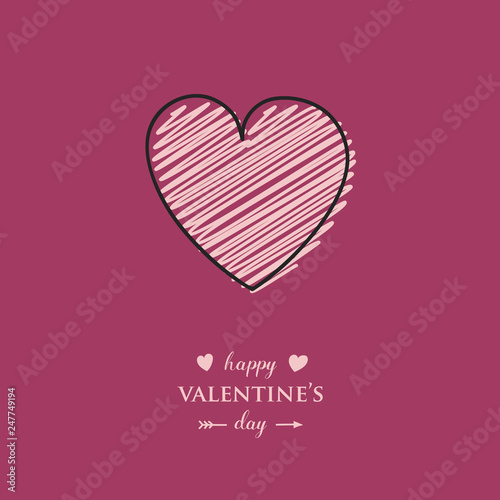 Concept of a greeting card with heart for Valentine's Day. Vector
