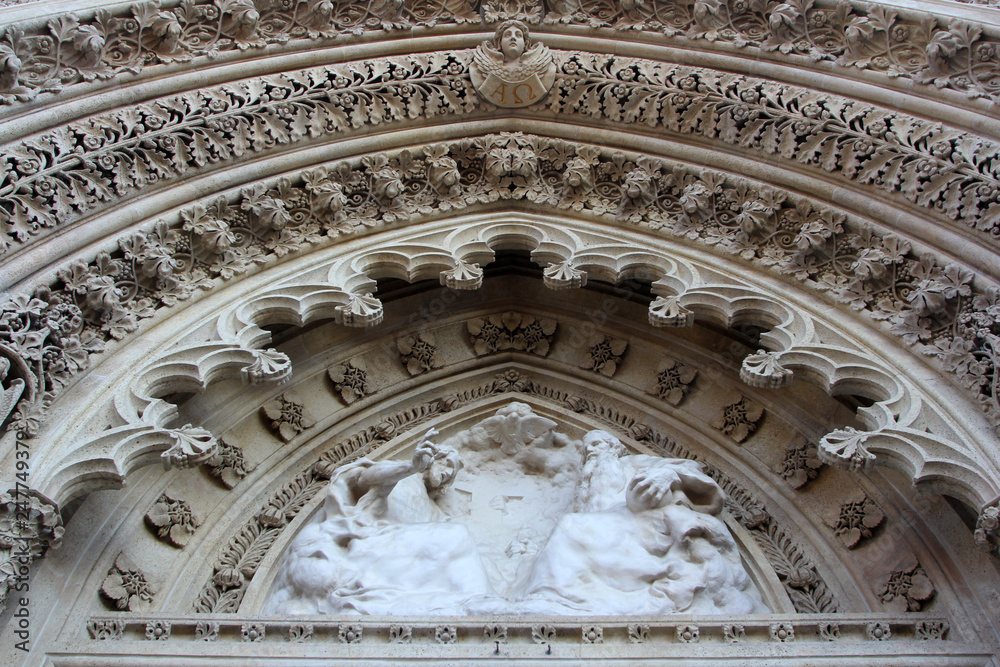 Portal of the gothic cathedral dedicated to the Assumption of Mary in Zagreb, Croatia Portal of the gothic cathedral dedicated to the Assumption of Mary in Zagreb, Croatia