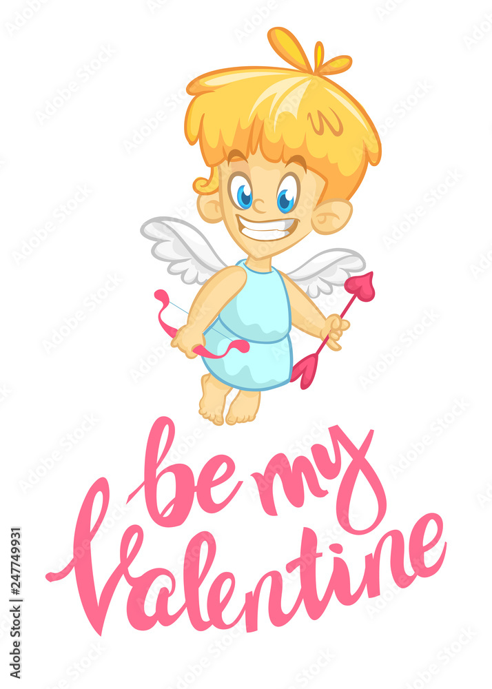 Cartoon cupid. St Valentine's vector postcard or greeting card with funny cupid Cartoon cupid. St Valentine's vector postcard or greeting card with funny cupid