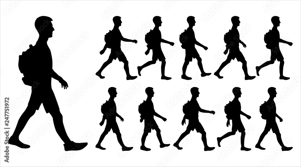 Silhouette of a guy with a backpack Silhouette of a guy with a backpack