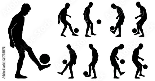 Set of soccer player silhouettes