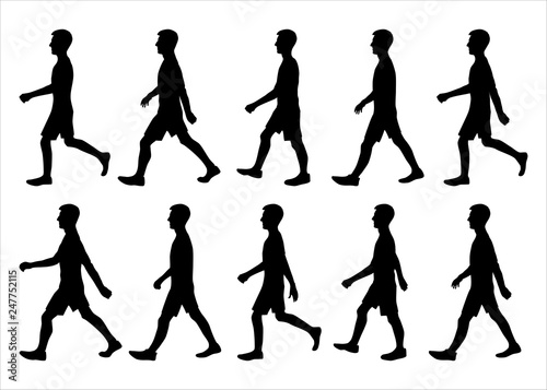 The silhouettes of the walking guy