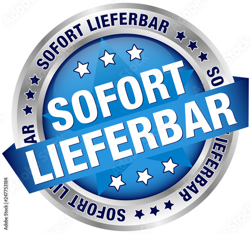 Button Banner "Sofort lieferbar" Blau/Silber