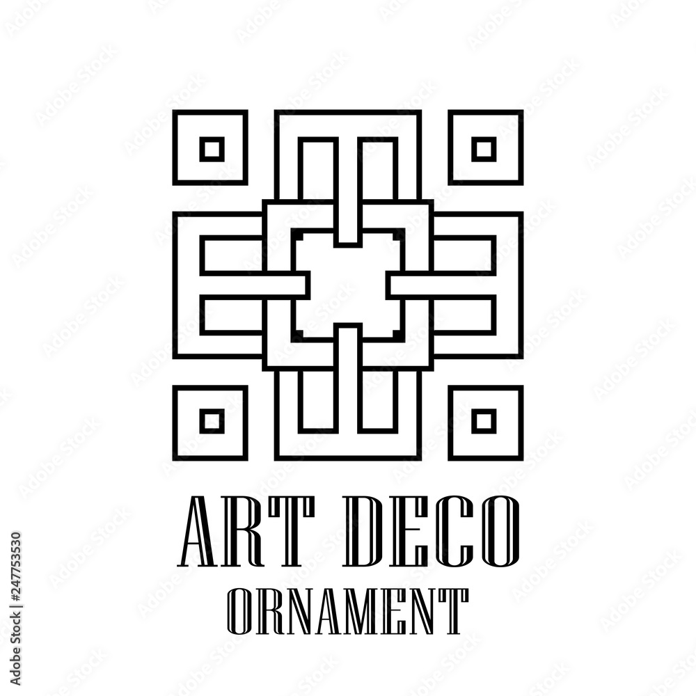 Geometric ornamental retro vintage deco art logo for design and decoration. Vintage retro ornamental art deco design. Retro art for beautiful design.