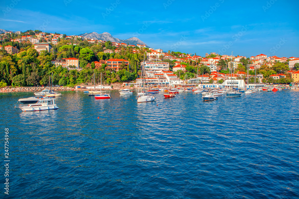 coastal view of Herceg Novi town in Montenegro