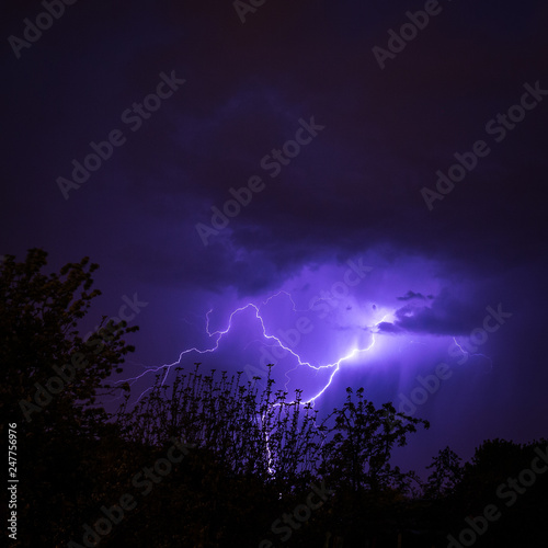 Summer stormy night with fantastic lighning show.