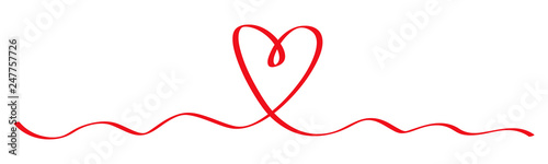 Banner für Hochzeitseinladung, rote Linie, Herz, Liebe