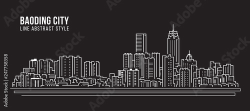 Cityscape Building Line art Vector Illustration design - Baoding city