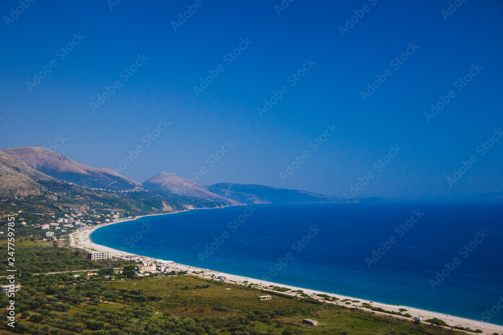 Albanian View, landscape of shoreline and Adriatic Sea.
