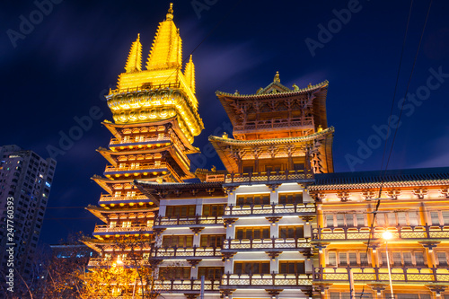 A stately Buddhist temple, Jing’an Temple is a famous tourist attraction in Jing’an District, Shanghai. photo