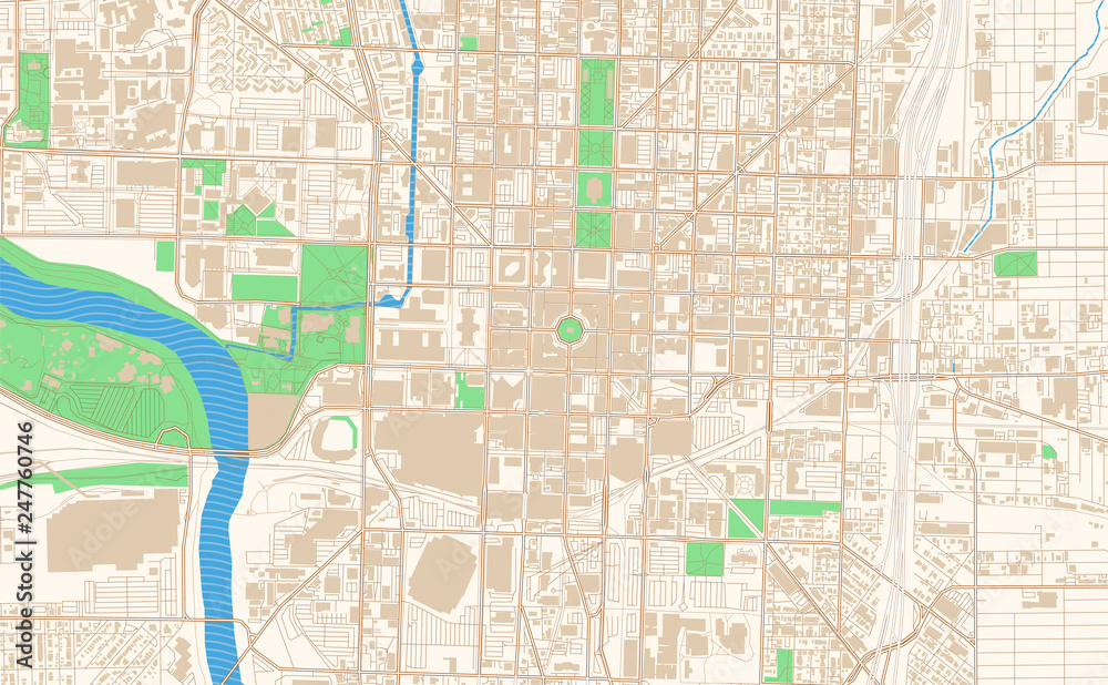 Naklejka premium Indianapolis Indiana printable map excerpt