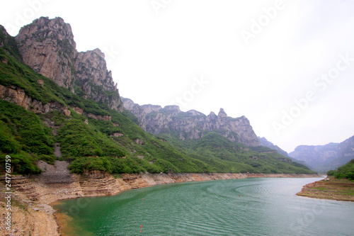 reservoir landscape in Yuntai mountain scenic spot, jiaozuo city, henan province, China.