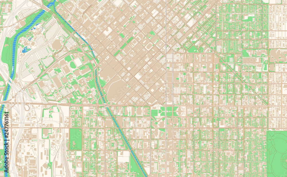 Fototapeta premium Denver Colorado printable map excerpt