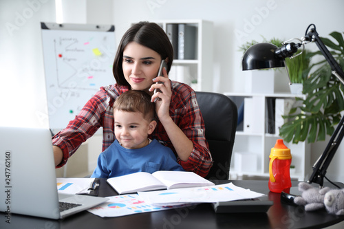 Young mother with her son w...