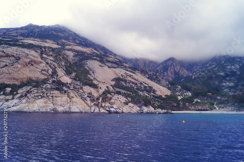 Montecristo Island from the sea, Tuscany, Italy
