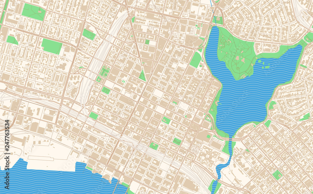 Naklejka premium Oakland California printable map excerpt