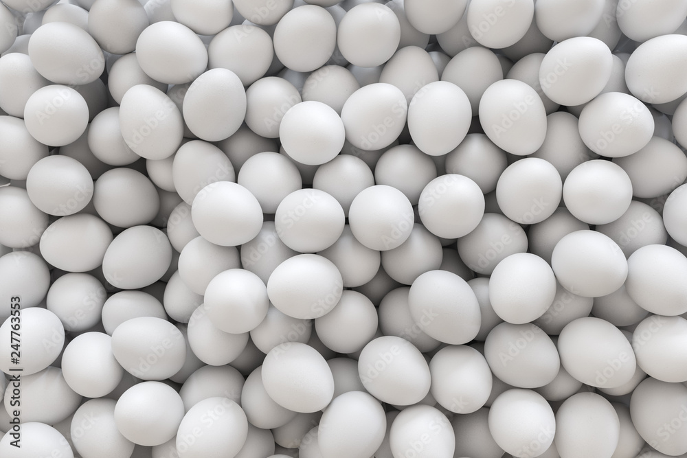 Pile of white eggs fills the frame without background Pile of white eggs fills the frame without background