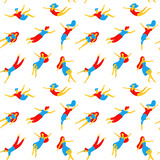 Collection of people flying, dreaming seamless pattern. Various men and women in creative poses in flat design isolated on white background. Colorful concept vector illustration in cartoon style.