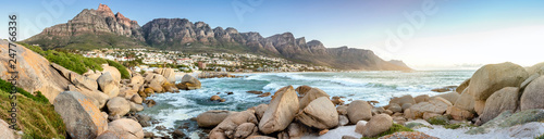 Panorama of Camps Bay with the mountain range 
