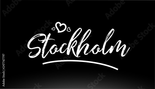 Photography stockholm black and white city hand written text with heart logo