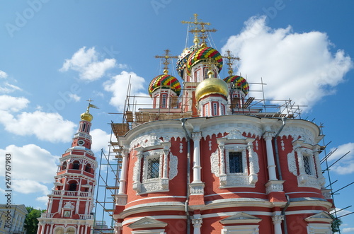 Church of the Holy virgin Cathedral (Rozhdestvenskaya or Stroganovskaya) with bell tower in Nizhny Novgorod, Russia photo