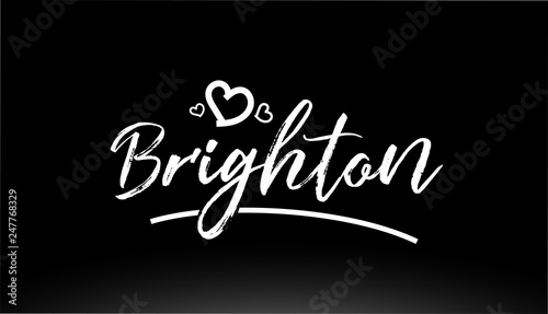 brighton black and white city hand written text with heart logo