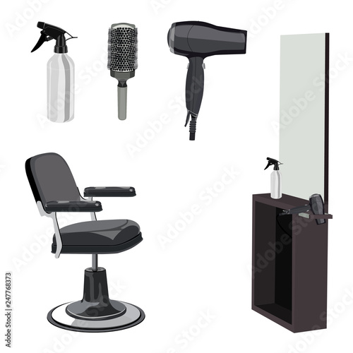 Hairdressing tools. Vector illustration.