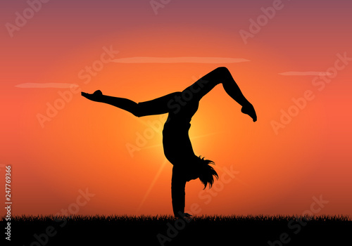 Wallpaper Mural Silhouette of woman doing yoga at sunset Torontodigital.ca