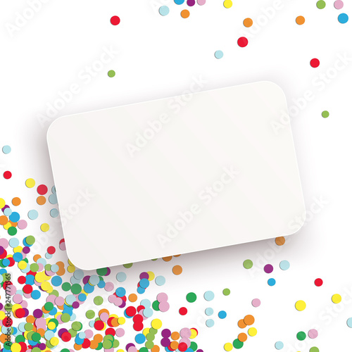 confetti background with paper for greetings