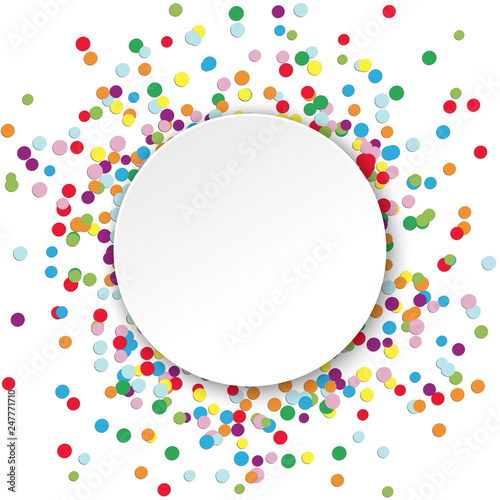 confetti behind white empty frame