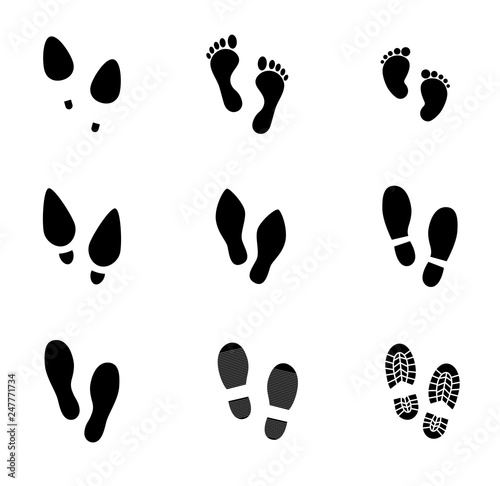 Footprint vector icon set. 