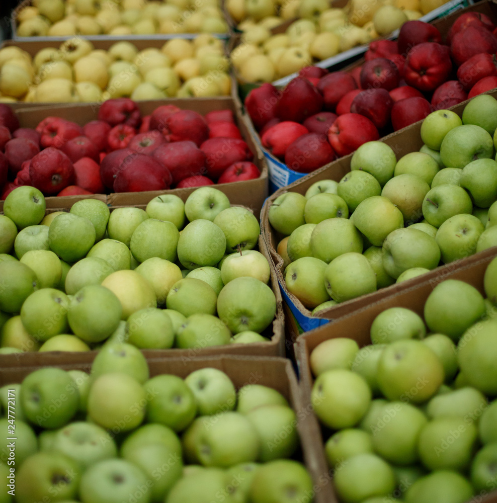 green and red apples in the market green and red apples in the market